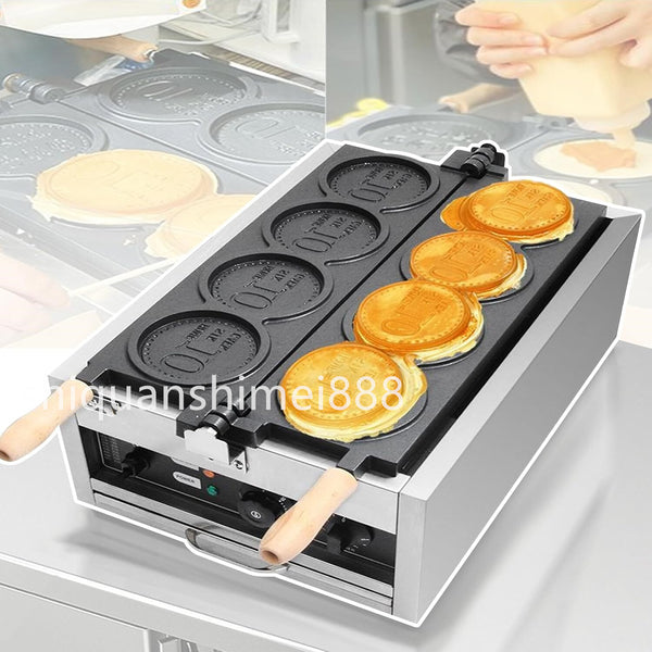 Professional Electric Round Waffle Iron w/ Nonstick Coating & Manual Thermostat