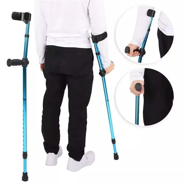 Adjustable Forearm Elbow Crutch Foldable Stick Aluminum Alloy for 140-185cm
