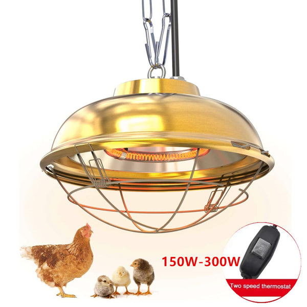 300W Heat Lamp for Chicken Coop Waterproof Brooder Heater for Chick,Duck,Poultry