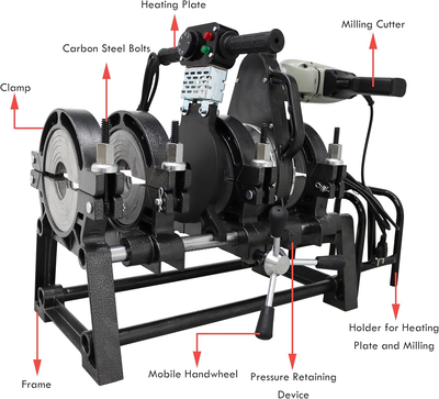 4 Clamp Pipe Fusion Welder HDPE PPR Plastic Welding Butt Fusion Machine 63-200mm
