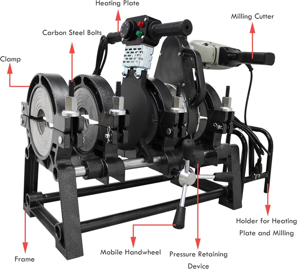 4 Clamp Pipe Fusion Welder HDPE PPR Plastic Welding Butt Fusion Machine 63-200mm