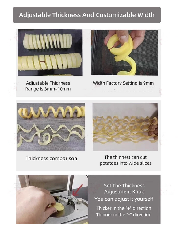 Automatic Potato Cutter Machine Spiral Potato for Curly Chips French Fries