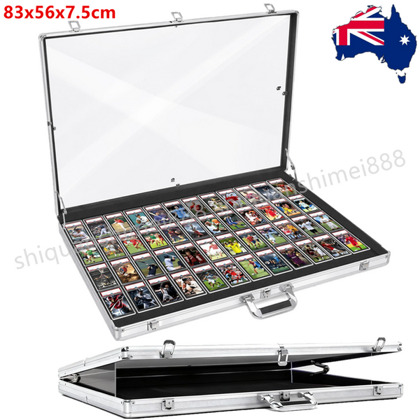 Trading Card Display Case Box Aluminum Glass Clear Locking Coin/Jewelry Storage