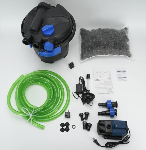 Aquarium External Canister Pond Filter 5000L/H UV + Submersible Pump 3000L/H