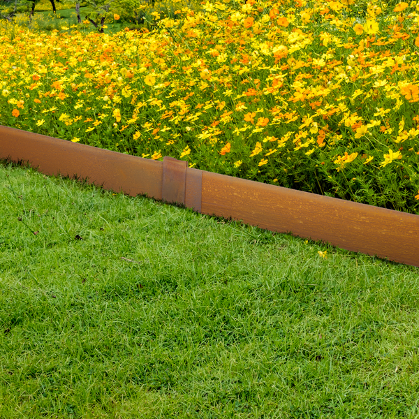 6 Landscape Garden Lawn Edging Border Pre-Rusted Plant Grass Steel Barrier Fence