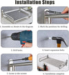 Wall Mounted Microwave Shelf Oven Deck with Hooks Stainless Steel Oven Organizer