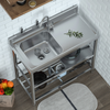 Free Standing Utility Sink w/Faucet Restaurant Kitchen Single Bowl Sink w/Faucet