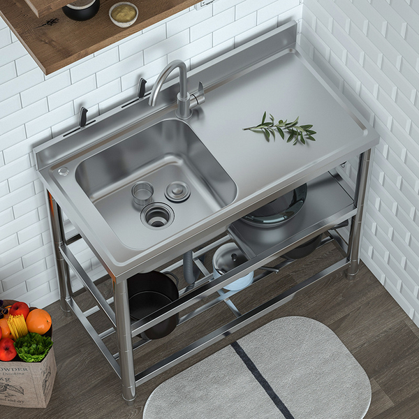 Free Standing Utility Sink w/Faucet Restaurant Kitchen Single Bowl Sink w/Faucet