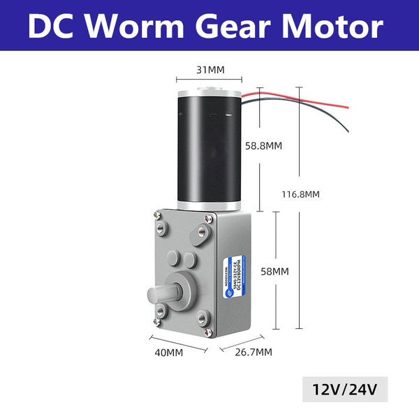 Gear Box Motor DC 12V/24V High Torque Electric Power Speed Reduce Turbine Worm