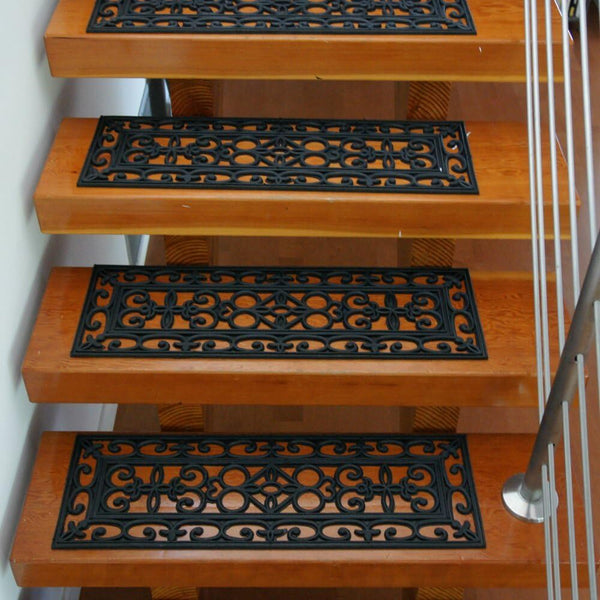 5pcs Rubber Stair Treads Stair Traction Tread Mats, Outdoor Non-Slip Step Mats