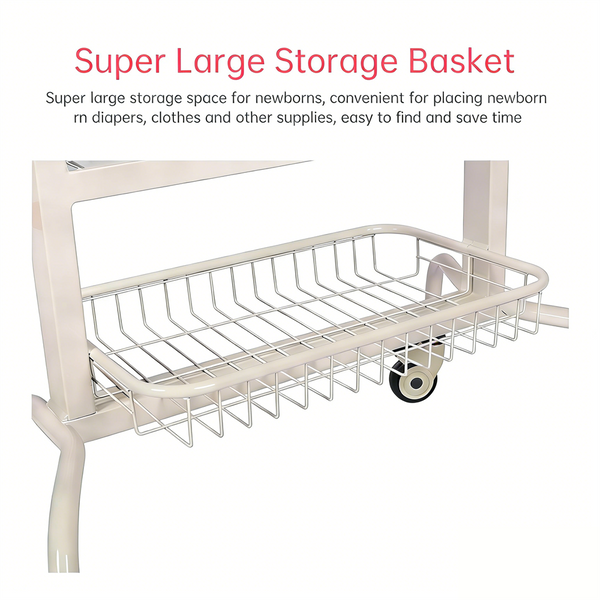 Clear Baby Bassinet Anti-Reflux Hospital Cot Newborn Crib w/ Wheels & Storage