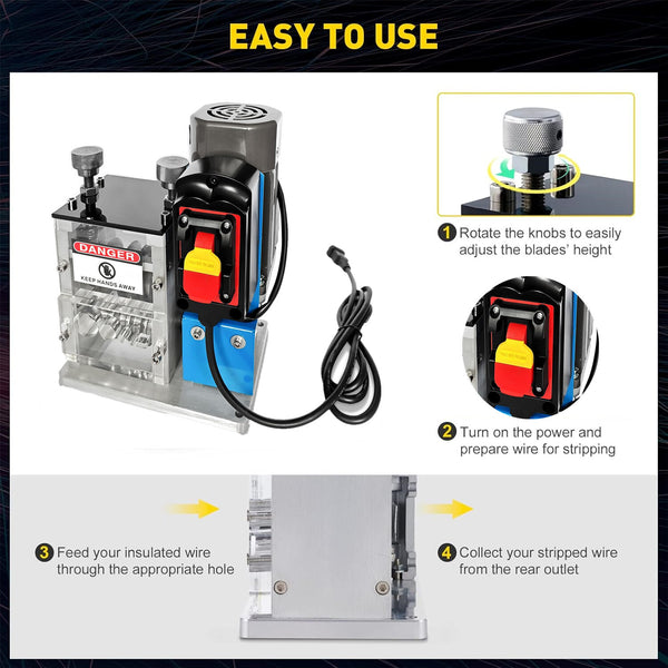 180W Electric Wire Stripper Machine Wire Stripping Tool for 1.5-30 mm Scrap Wire