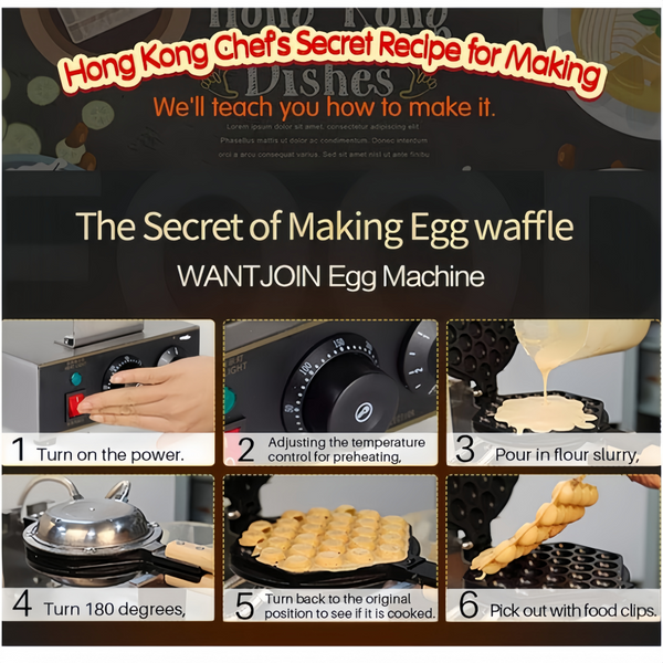 Commercial Electric Bubble Egg Cake Maker Oven Waffle Pan Kitchen Baker Machine