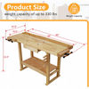 Heavy Duty Wood Workbench with Adjustable Handle & Storage for Garage Workshop