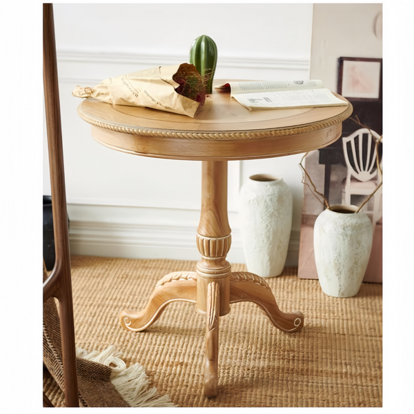 Wooden Round End Table  Round Wooden Coffee Table For Living Room Vintage Accent