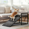 Pet Bunk Bed Sofa with Foldable Ramp Dog/Cat Window Perch With Stair Light Beige
