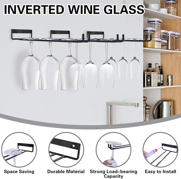 4PCS Wine Glass Racks Metal Wine Glass Holder for Kitchen Bar Decor Wall Mounted