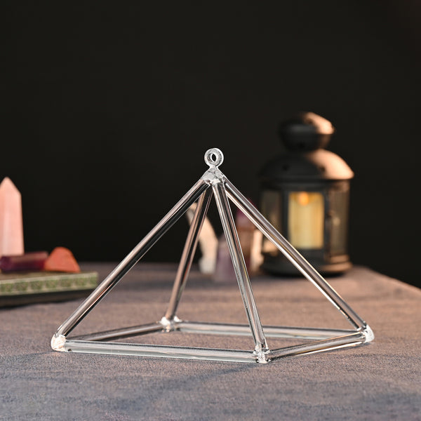 Quartz Crystal Pyramid Sound Healing Singing Clear Pyramid Triangle Crystal 8in
