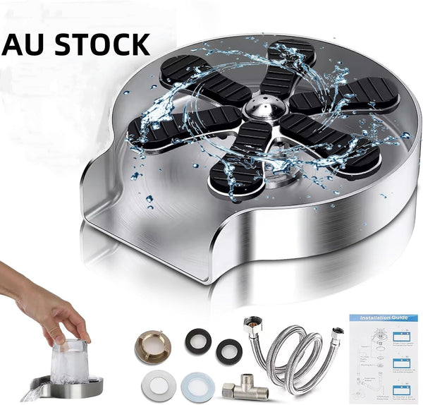 Kitchen Sink Glass Rinser Stainless Steel Cup Washer for Sink 9 Holes Cleaner