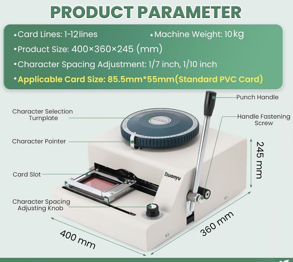 PVC Card Embosser Machine 72-Character Stamping Embossing For Bank/Office/Mall