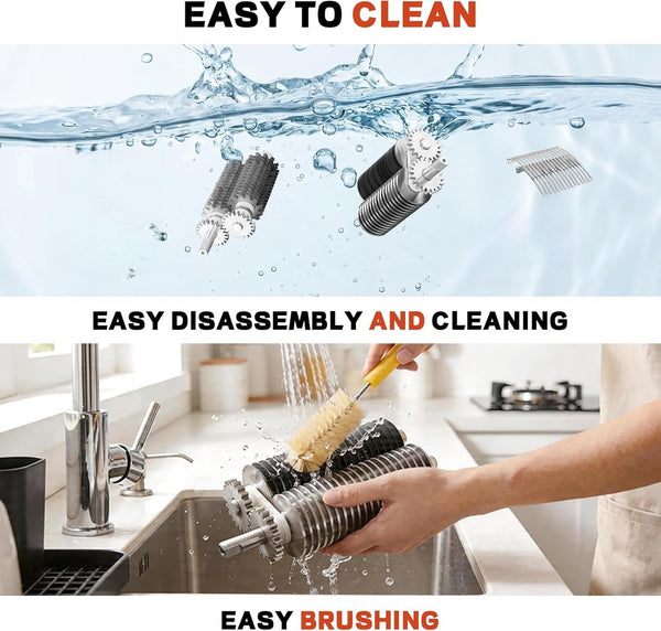 2-in-1 Meat Tenderizer Tool Stainless Steel Manual Cuber & Beef Jerky Slicer Set