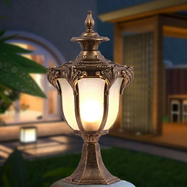 Modern Pillar Light Outdoor Garden Gate Post Lamp Yard Glass Lantern Lighting AU