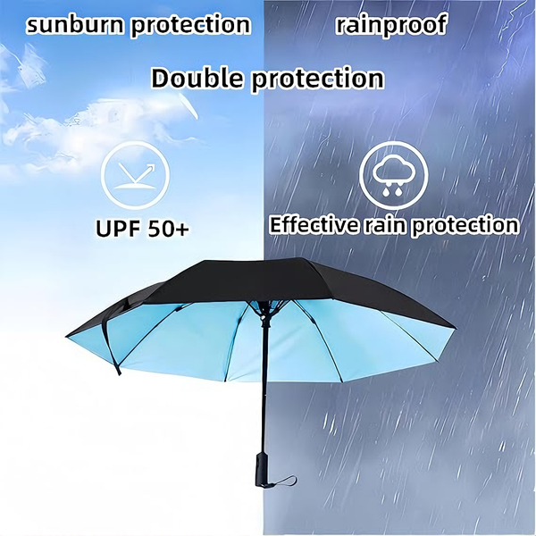 Rechargeable Misting Fan Umbrella For Sun & Rain Outdoor Adjustable 2-speed
