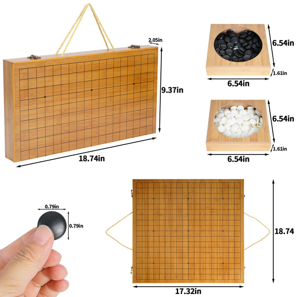 Folding Baduk Weiqi Board Game Portable Wooden Timber Strategy Go Game Set Gift