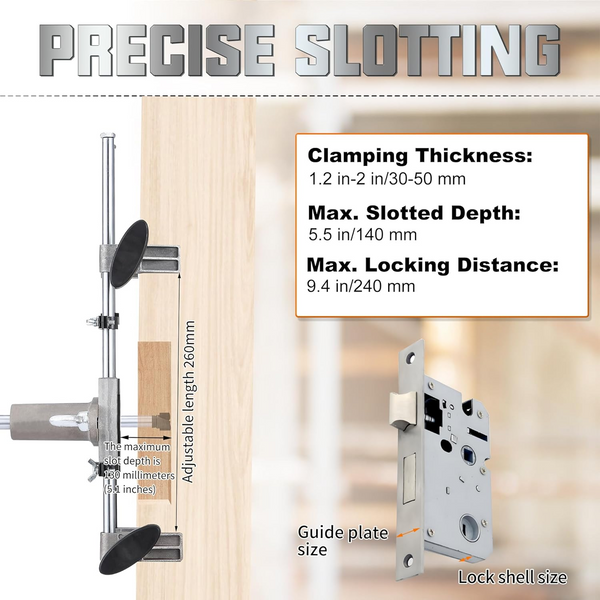 Mortise Mortice Lock Jig Door Lock Hole Opener Kit w/Tungsten Cutter 18/22/25mm