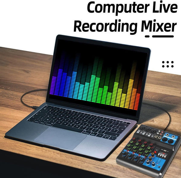 5 Channel Mini Bluetooth Audio Mixer USB DJ Live Console Sound Card Studio Mixer