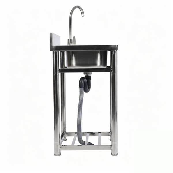 Stainless Steel Commercial Kitchen Sink Free Standing with Cold&Hot Water Faucet