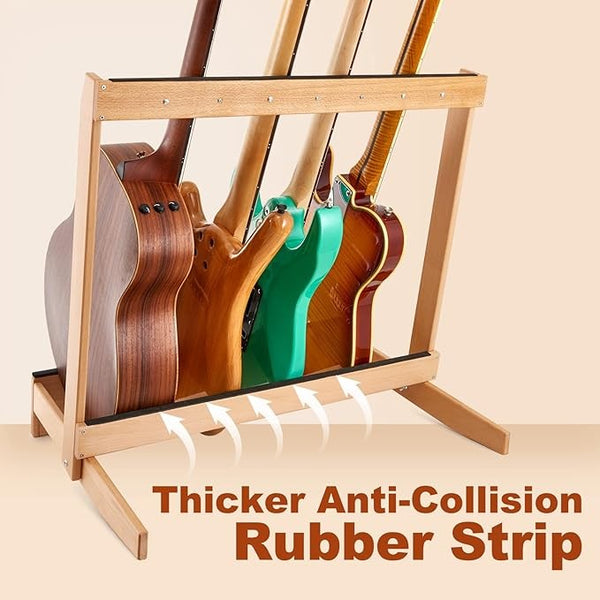 Guitar Stand Folding Design Multiple Guitars Storage Rack w/ Removable Retainers