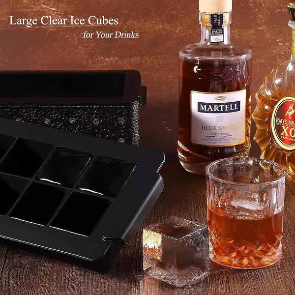 Clear Ice Cube Tray for Whiskey 2 Inch Clear Ice Cube Maker - Silicone Lar