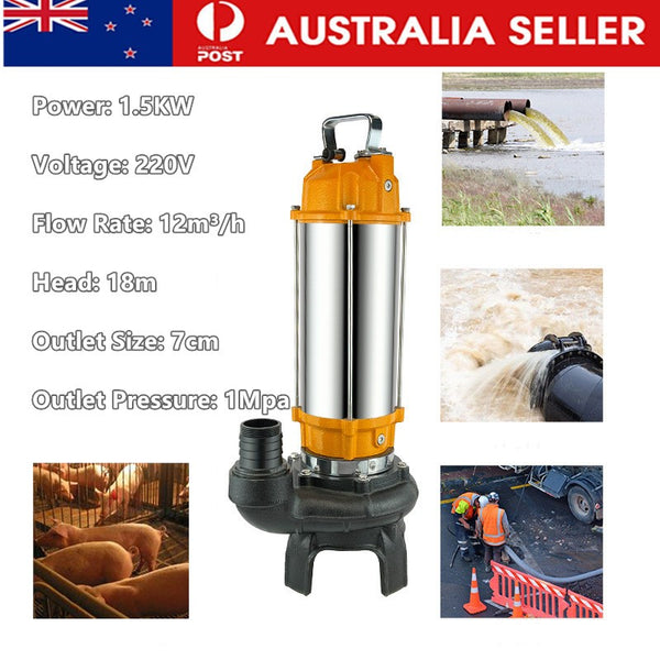 1500W Submersible Sewage Cutter Shredder Pump Industrial Dirty Water Pump 12m³/h