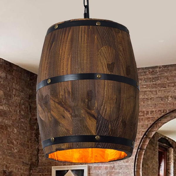 Wood Wine Barrel Pendant Lamp Kitchen Bar Hanging Ceiling Lamp Light Fixtures