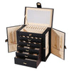 Large Jewelry Box Organizer Leather Jewelry Storage Case Earring Bracelet Holder