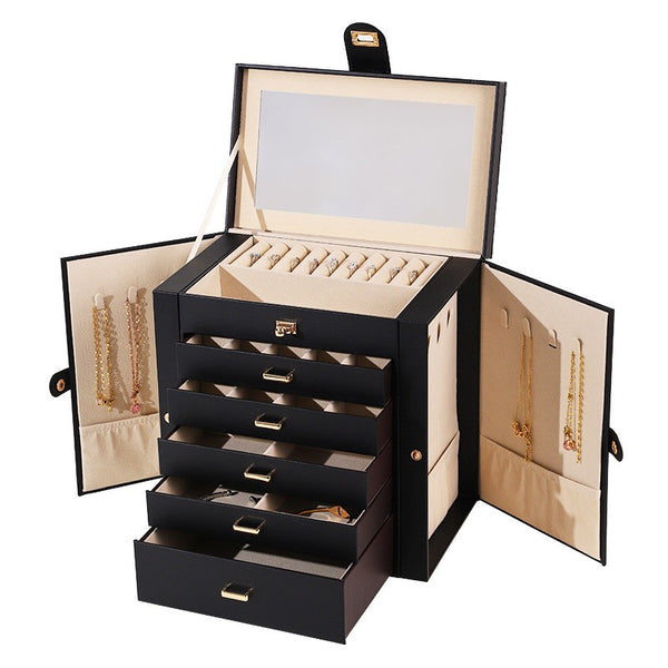 Large Jewelry Box Organizer Leather Jewelry Storage Case Earring Bracelet Holder