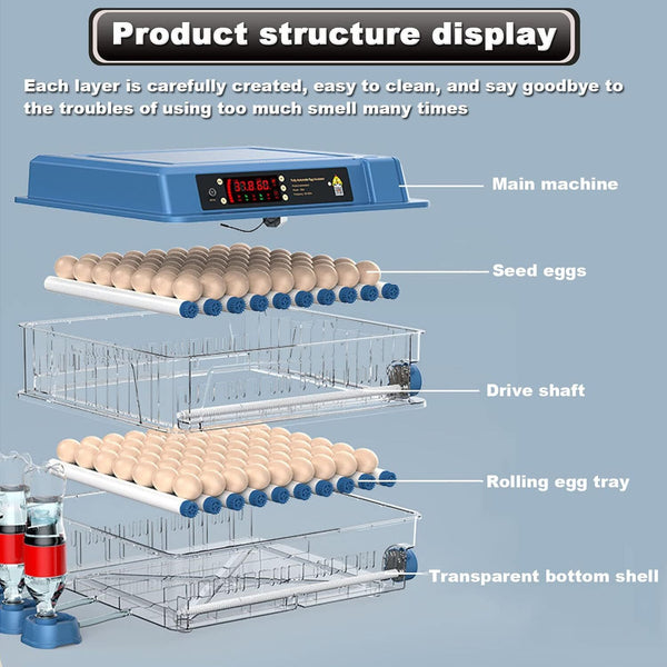 Automatic Egg Incubator Led Digital Fully Eggs Poultry Hatcher Chicken Duck