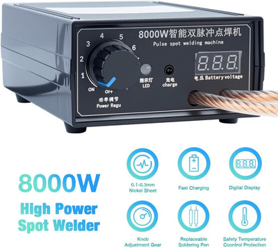 8000W Spot Welder Battery Welding Machine for 18650 Lithium Batteries Power