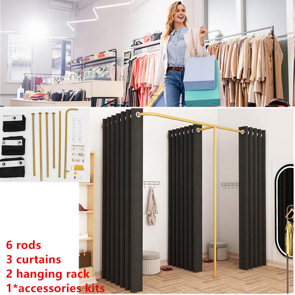 Clothing Store Fitting Room 3 Curtains Privacy Changing Room 200*100*200cm AU