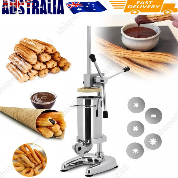2L  5 Molds Commercial Manual Churro Maker Stainless Steel Churrera Machine AU