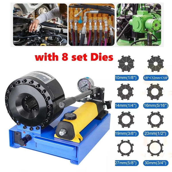 Manual Hydraulic Hose Crimping Machine10-45mm Heavy Duty Hose Pipe Crimper+8Dies