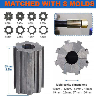 Hydraulic Hose Crimper w/8 Sets Dies Handheld High Pressure Hose Crimping Tool