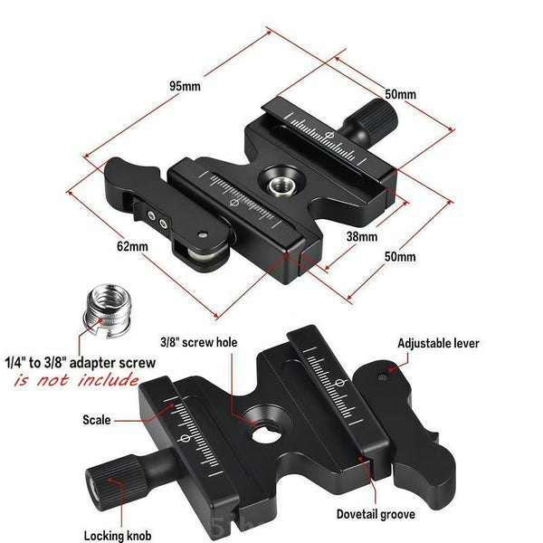 CL-50LS Quick Release Plate Clamp 3/8"&1/4" Screw Hole Camera Tripod Adapter AU
