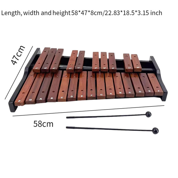 25 Note Xylophone Professional Wooden Glockenspiel Xylophone with Pair Mallet