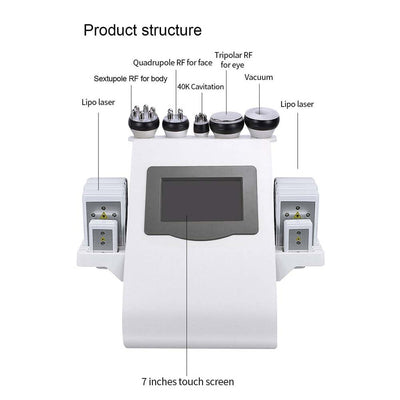 6 in1Ultrasonic Cavitation Machine 40K RF Radio Frequency Fat Body Beauty Device