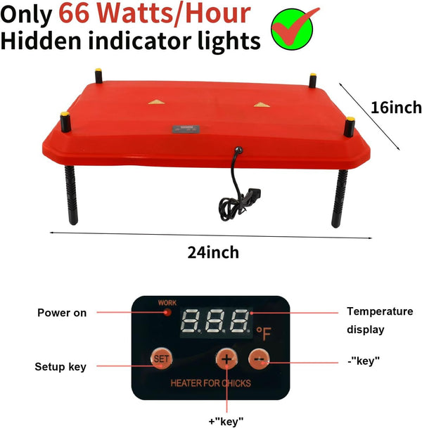 LARGE 66W Chick Brooder Heating Plate Adjust Poultry Warmer Chicken Coop Brooder