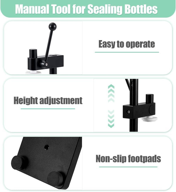Manual Can & Bottle Sealer Adjustable Height Capper for Beer Juice Coffee Soda