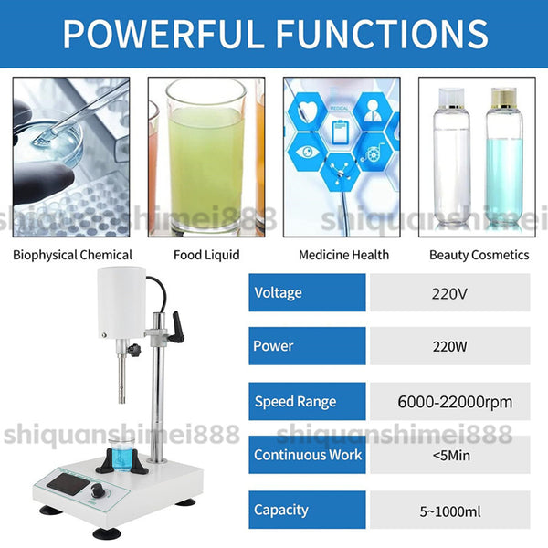 22000rpm High Speed Homogenizer Lab Homogenizer Emulsifier Disperser 5~1000ml