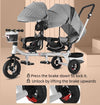 Twins Stroller Pram Tricycle Baby Double Seat Tandem Kids Toddler Ride-On Toy